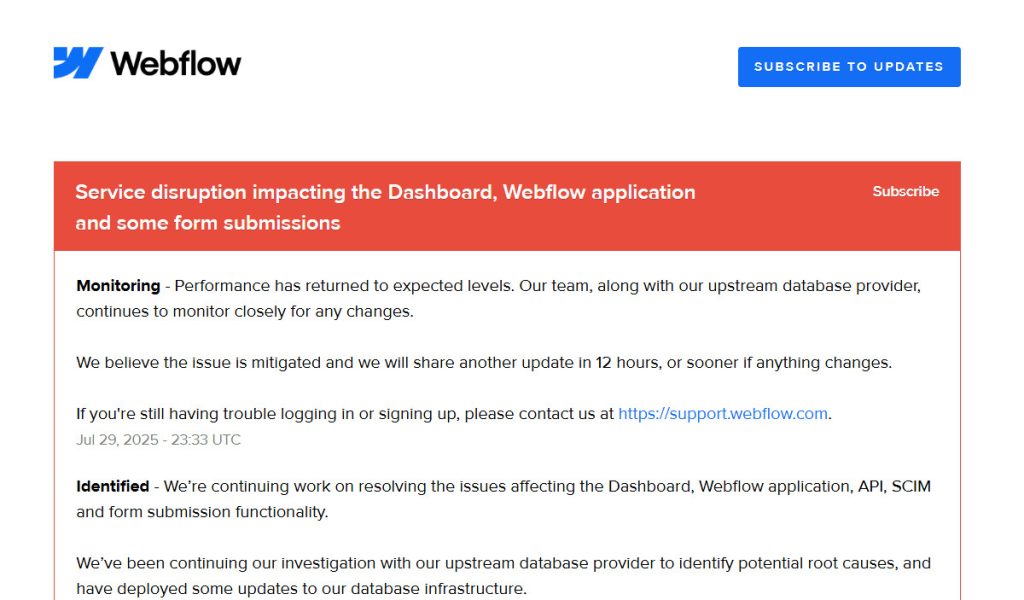 Webflow’s Wobbles: Inside the Outages Rocking the No-Code Community