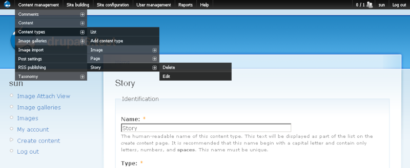 Drupal Admin Panel