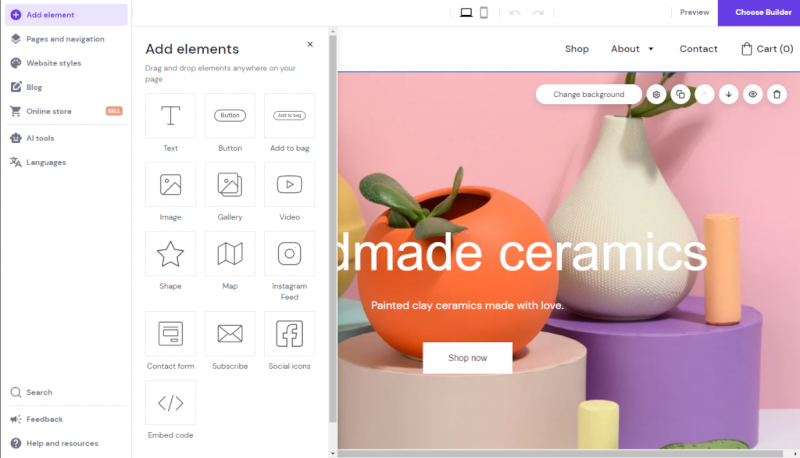 Hostinger Website Builder Editor