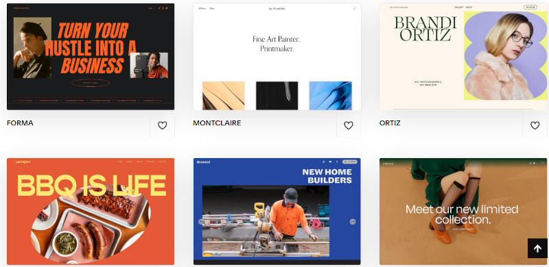 Websites built with Squarespace